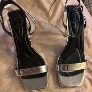 Jessica Simpson Metallic Silver Heels